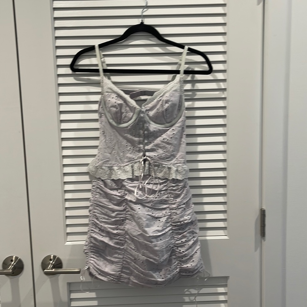 Light blue/gray eyelet corset dress